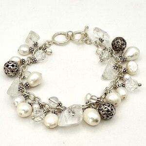 Silpada Retired VINTAGE “Cha Cha” Sterling Silver & Pearl Toggle Bracelet